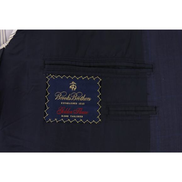 Brooks Brothers Golden Fleece Navy Blue Plaid 2-Btn Wool Suit 45R 44R - Picture 7 of 10